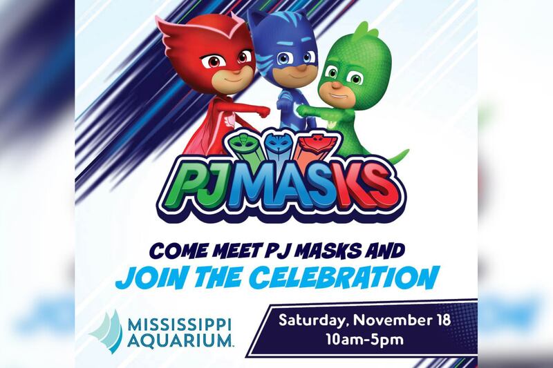 PJ Masks visiting the Mississippi Aquarium