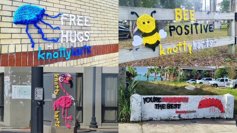 ‘Knotty Harts’ yarn bombs spread anonymous color, positivity throughout Gulf Coast