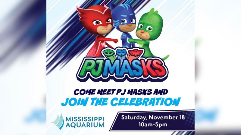 PJ Masks visiting the Mississippi Aquarium